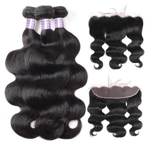 Brazilian Body Wave 3 Bundles With 13x4 Lace Frontal Virgin Human Hair