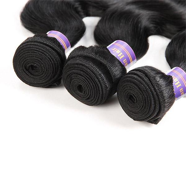 Brazilian Body Wave 3 Bundles with 4x4 Lace Closure Human Hair