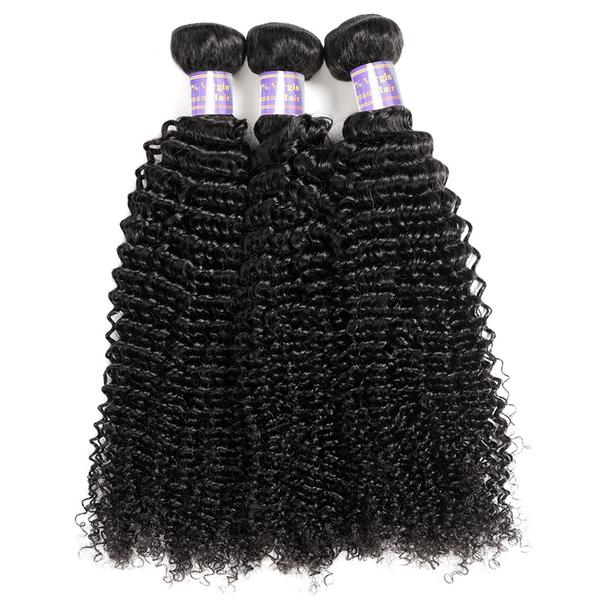 Brazilian Curly Wave 3 Bundles with 4x4 Lace Closure Virgin Hair