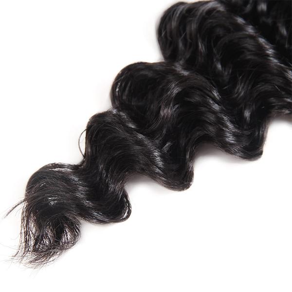 Brazilian Deep Wave 3 Bundles with 13x4 Lace Frontal Virgin Human Hair