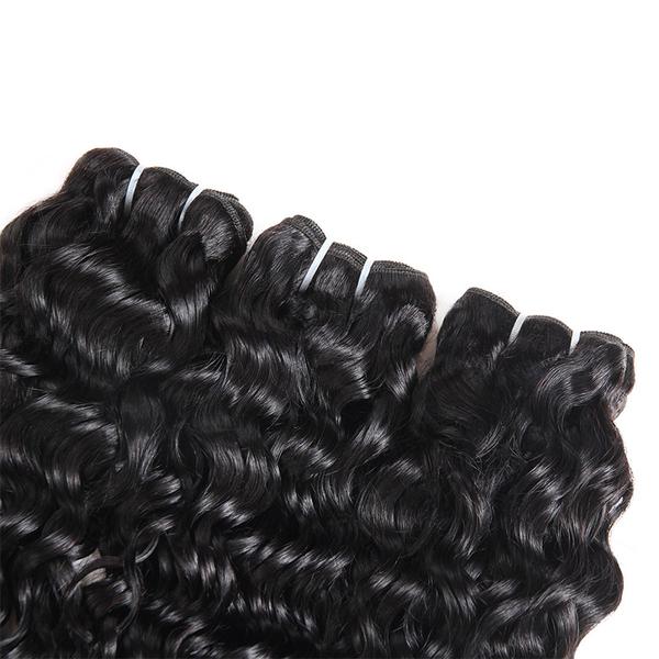 Brazilian Water Wave 3 Bundles with 13x4 Lace Frontal Virgin Human Hair